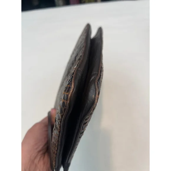 Women's Vintage La Belle Brown Snakeskin Clutch Small - Picture 11 of 15